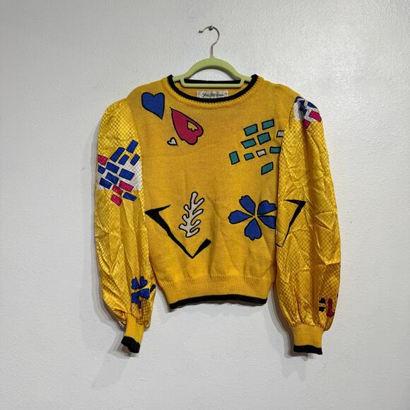 Saks Fifth Avenue Yellow Vintage Sweater Sz M - Picture 2 of 11